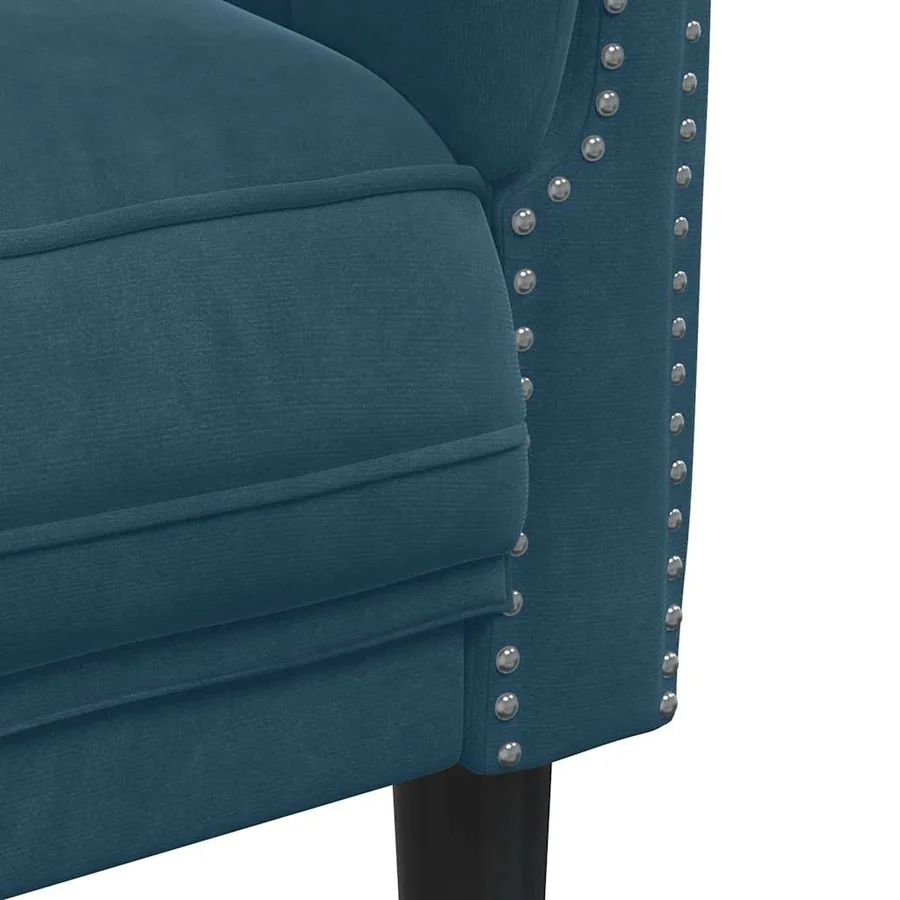 Fauteuil bleu velours - 7