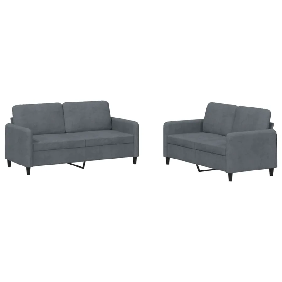 Ensemble de canapés 2 pcs gris foncé velours - 2