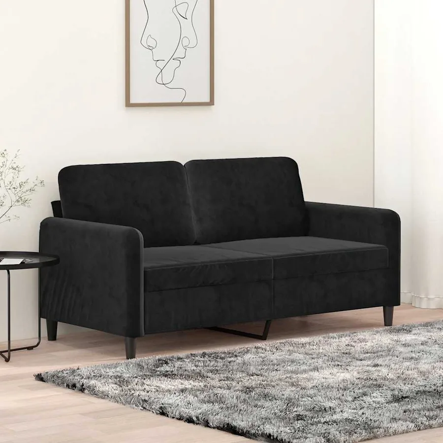 Canapé à 2 places Noir 140 cm Velours