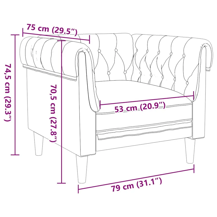 Fauteuil Chesterfield marron tissu - 9