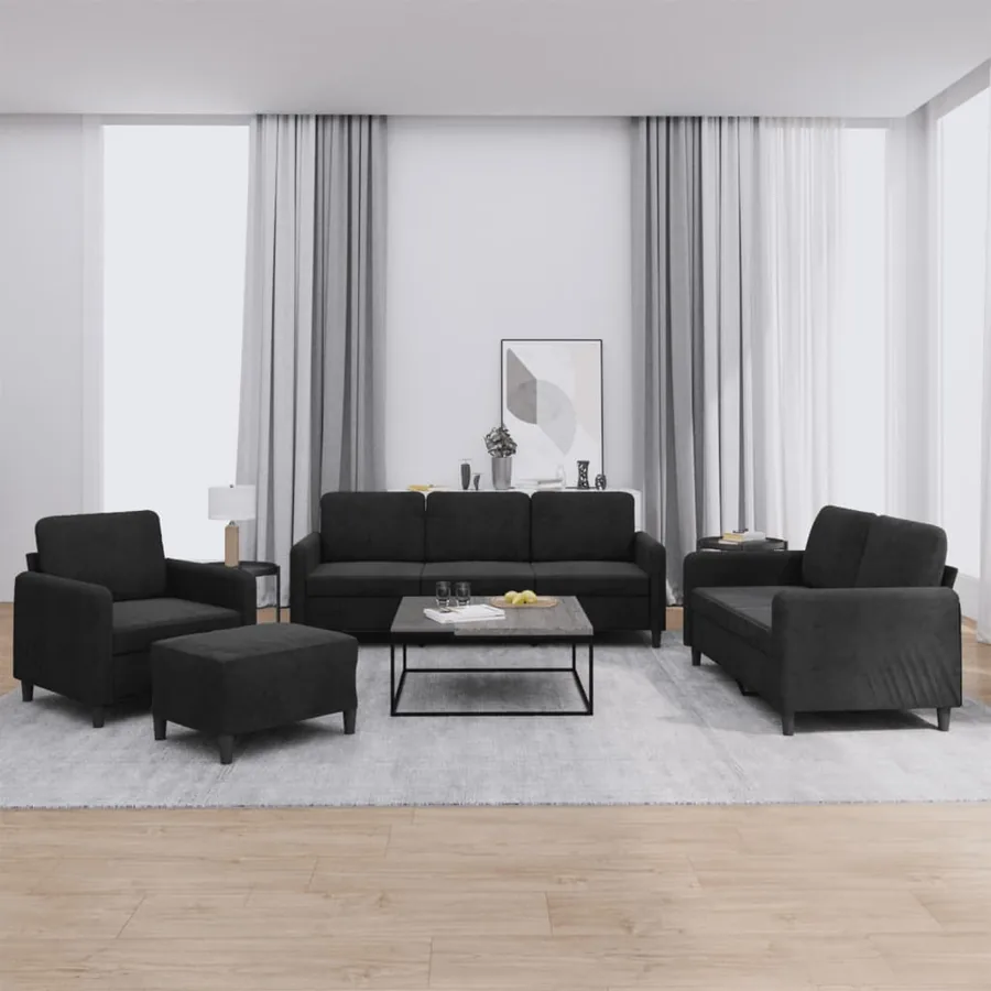 Ensemble de canapés 4 pcs noir velours