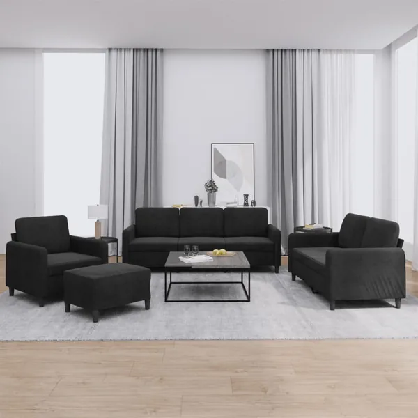 Ensemble de canapés 4 pcs noir velours