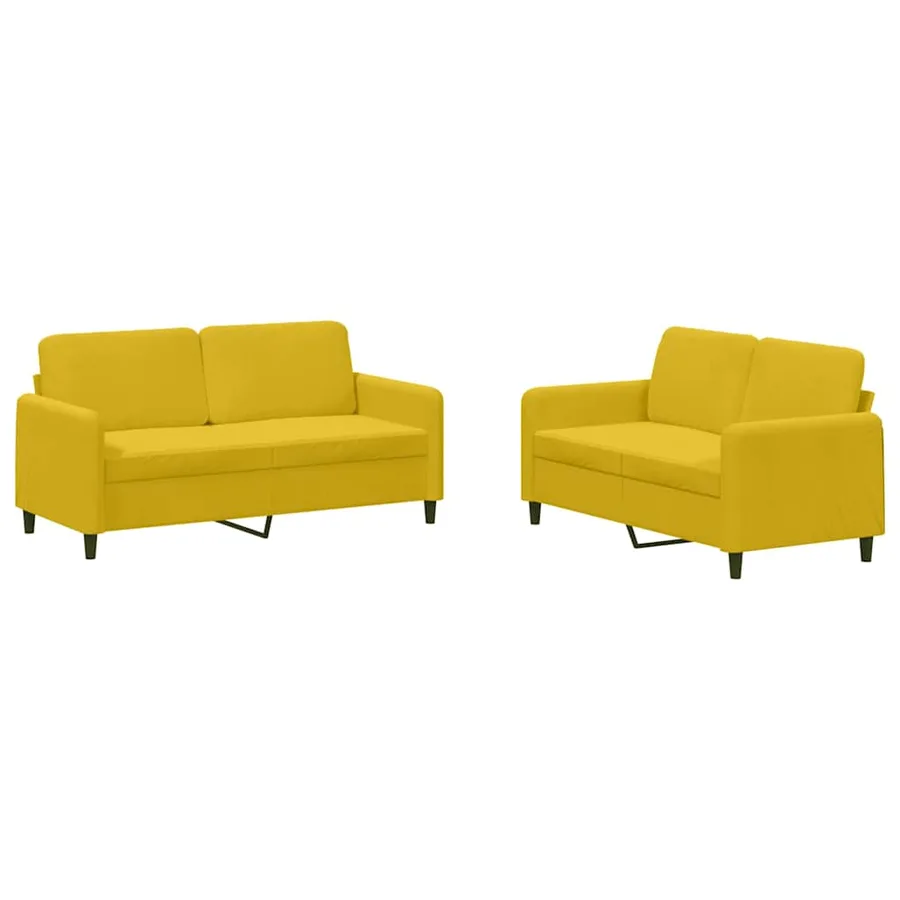 Ensemble de canapés 2 pcs jaune velours - 2