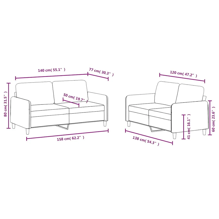 Ensemble de canapés 2 pcs jaune velours - 7