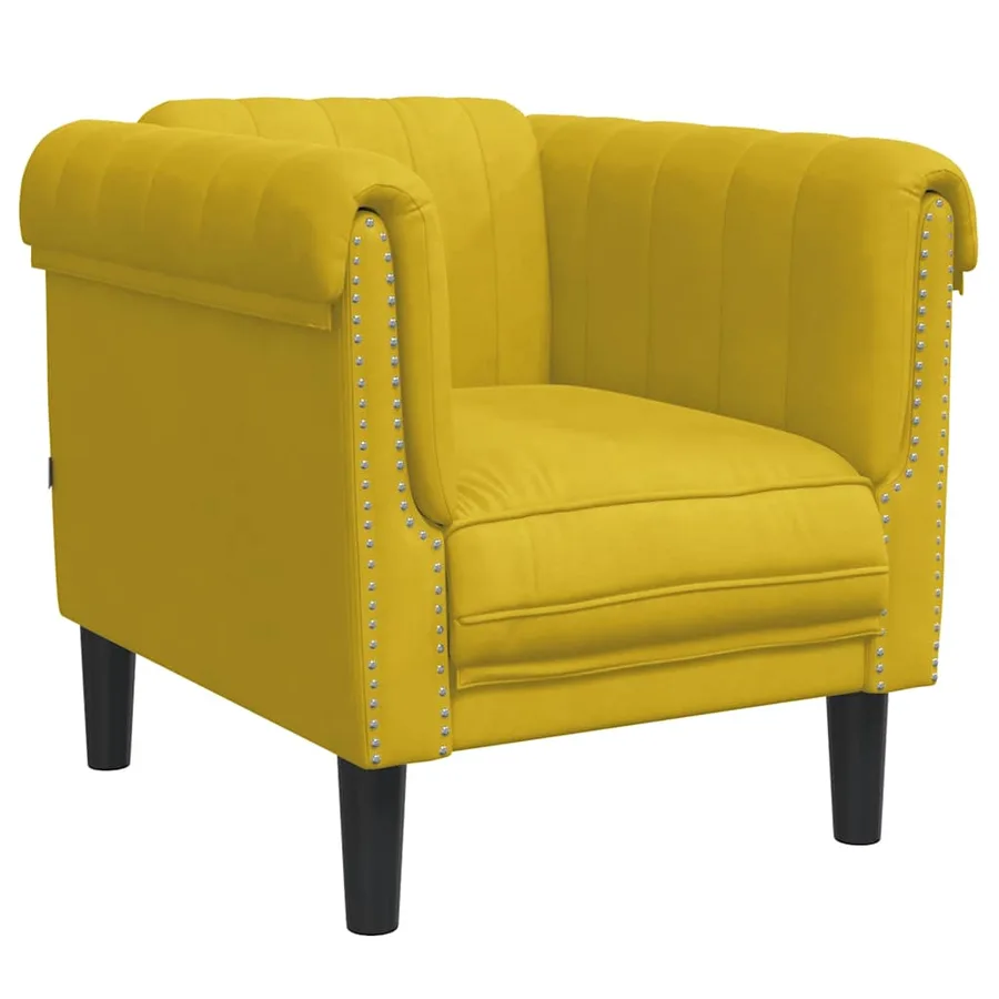 Fauteuil jaune velours - 2