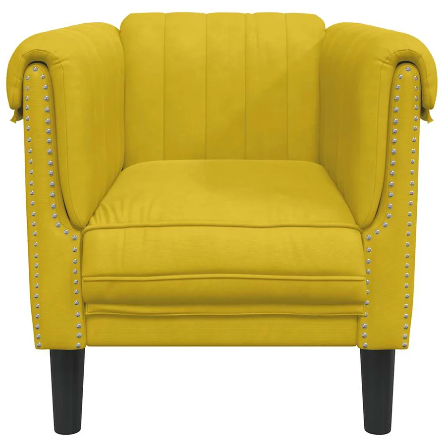 Fauteuil jaune velours - 4