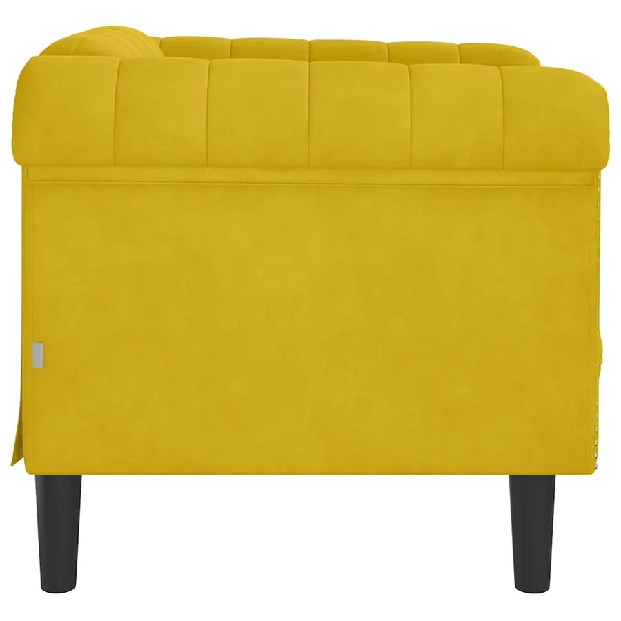 Fauteuil jaune velours - 5