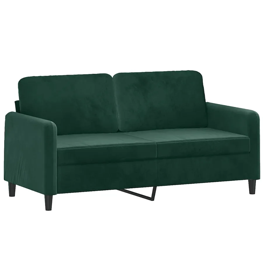 Ensemble de canapés 2 pcs avec coussins vert foncé velours - 4