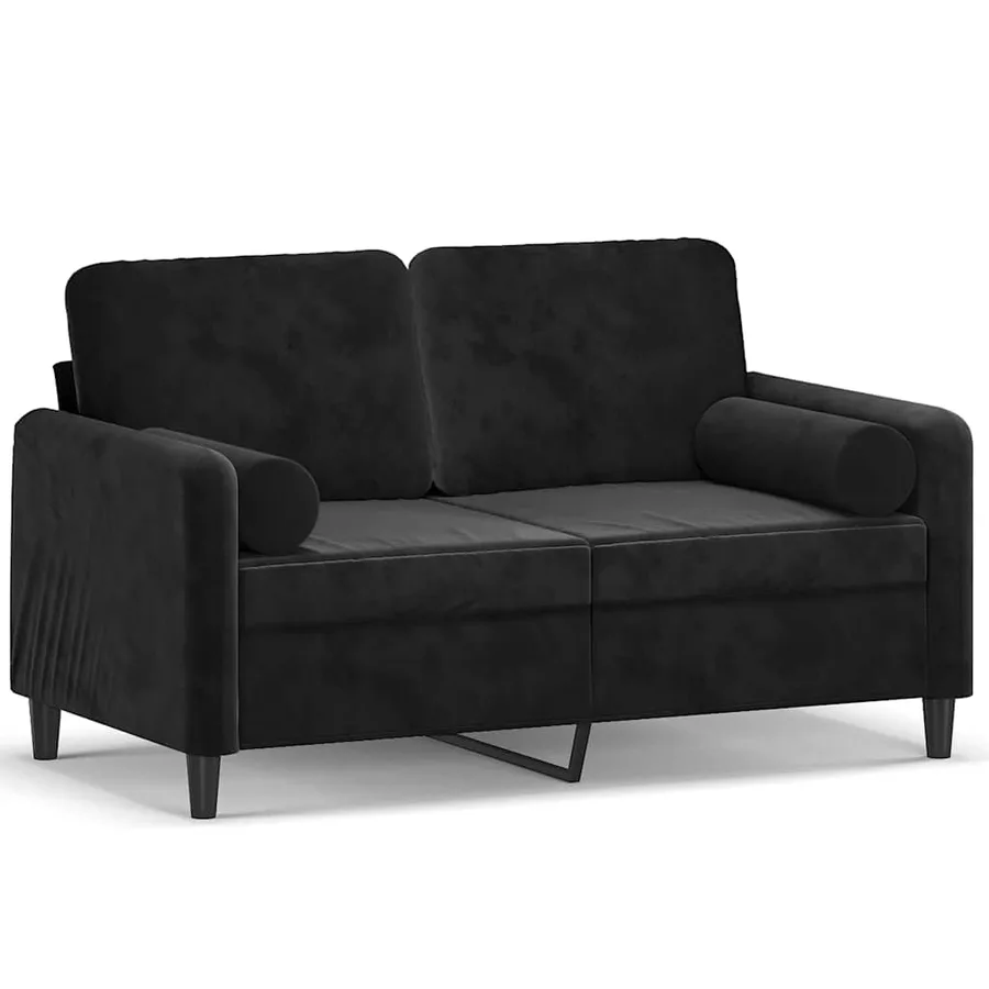 Canapé 2 places avec oreillers décoratifs noir 120 cm velours - 2