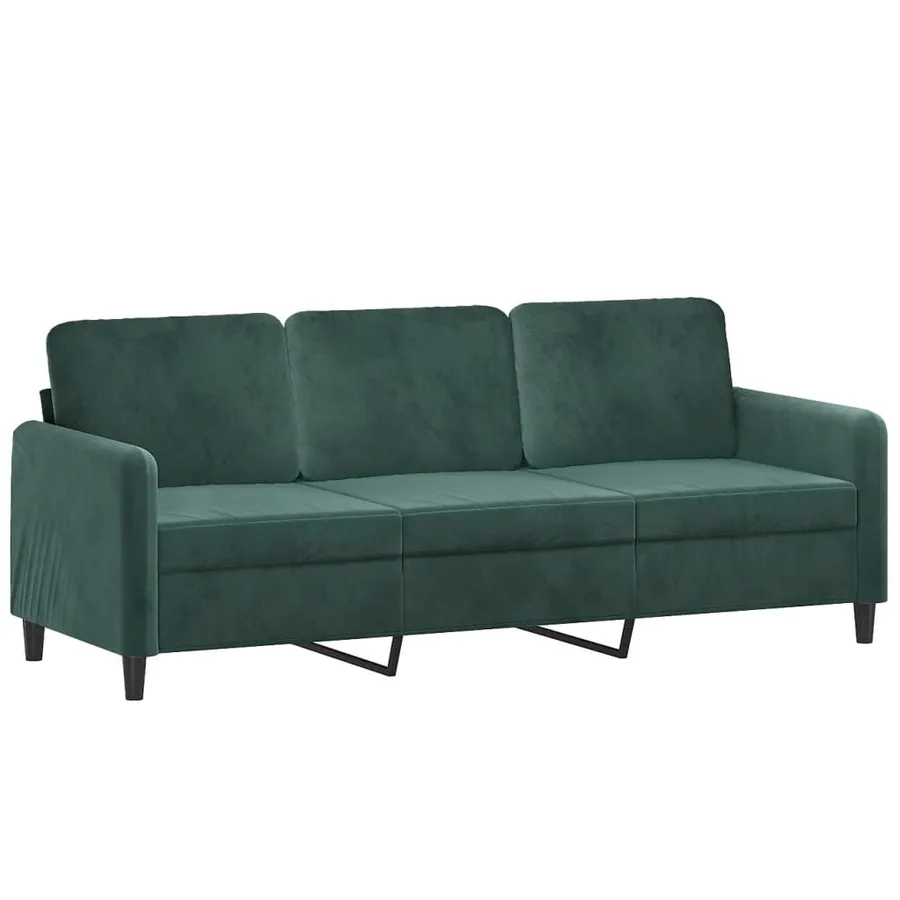 Ensemble de canapés 3 pcs avec coussins vert foncé velours - 4