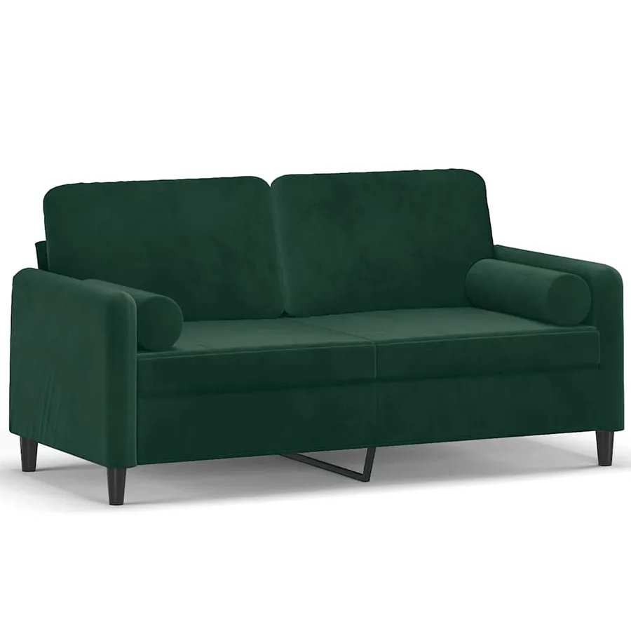 Canapé 2 places avec oreillers vert foncé 140 cm velours - 2