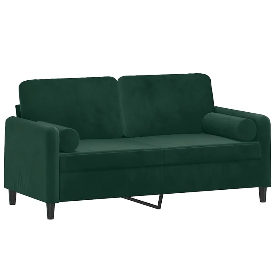 Canapé 2 places avec oreillers vert foncé 140 cm velours - 3