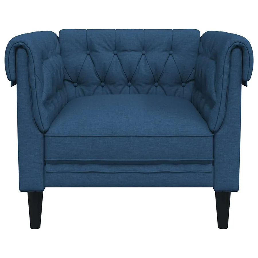Fauteuil Chesterfield bleu tissu - 4