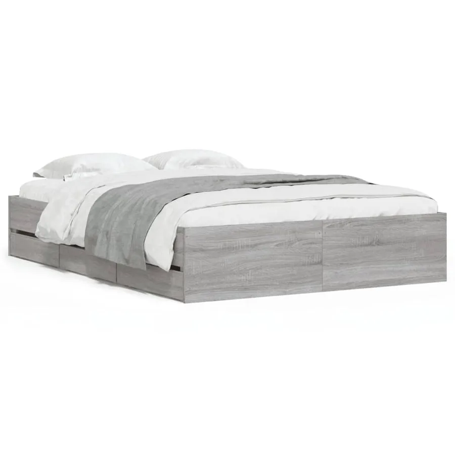 Cadre de lit avec tiroirs sans matelas sonoma gris 120x190 cm - 2