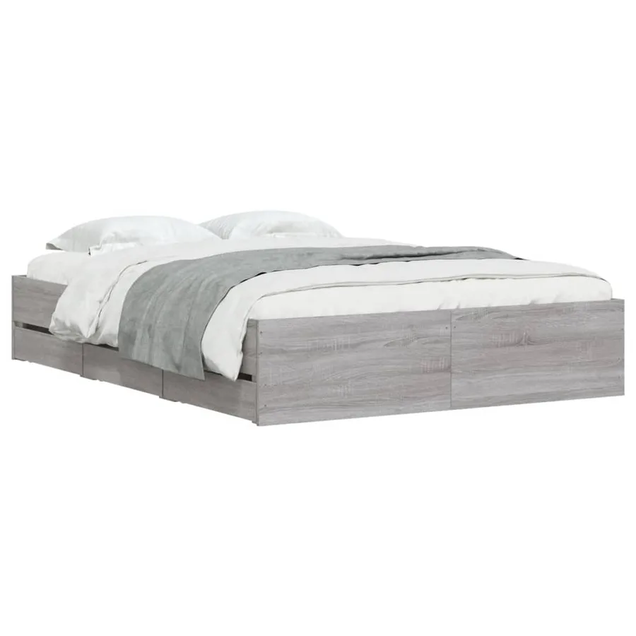 Cadre de lit avec tiroirs sans matelas sonoma gris 120x190 cm - 3