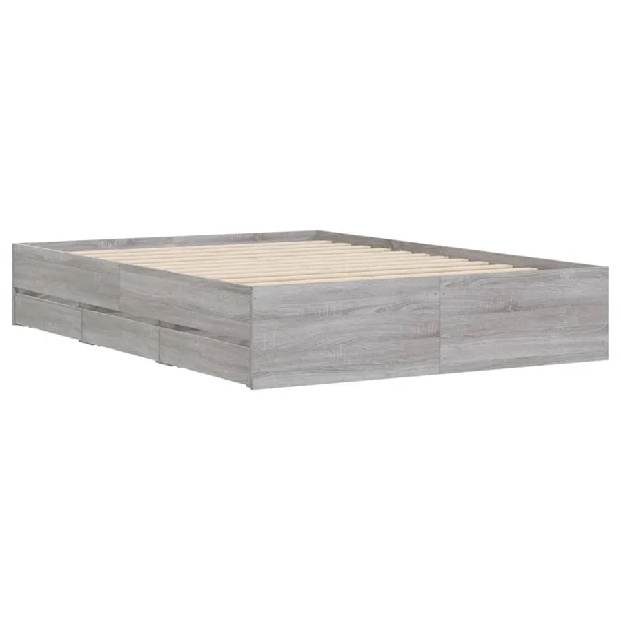 Cadre de lit avec tiroirs sans matelas sonoma gris 120x190 cm - 4