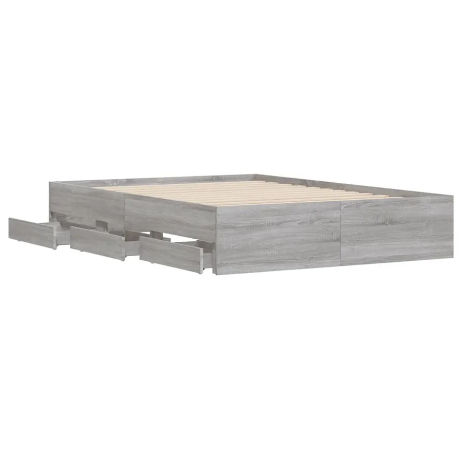 Cadre de lit avec tiroirs sans matelas sonoma gris 120x190 cm - 5