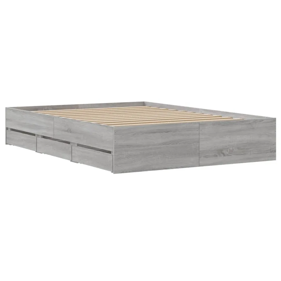 Cadre de lit avec tiroirs sans matelas sonoma gris 120x190 cm - 8