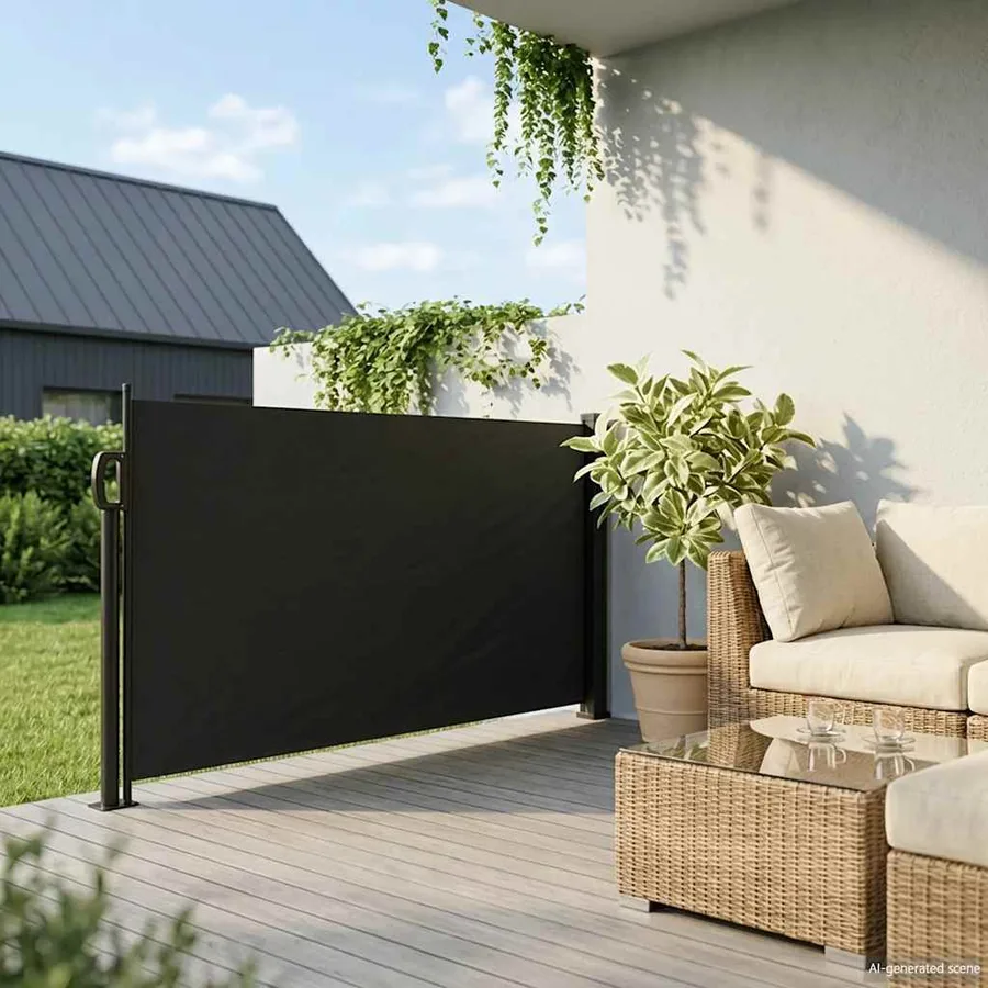 Auvent latéral rétractable noir 120x500 cm - 3