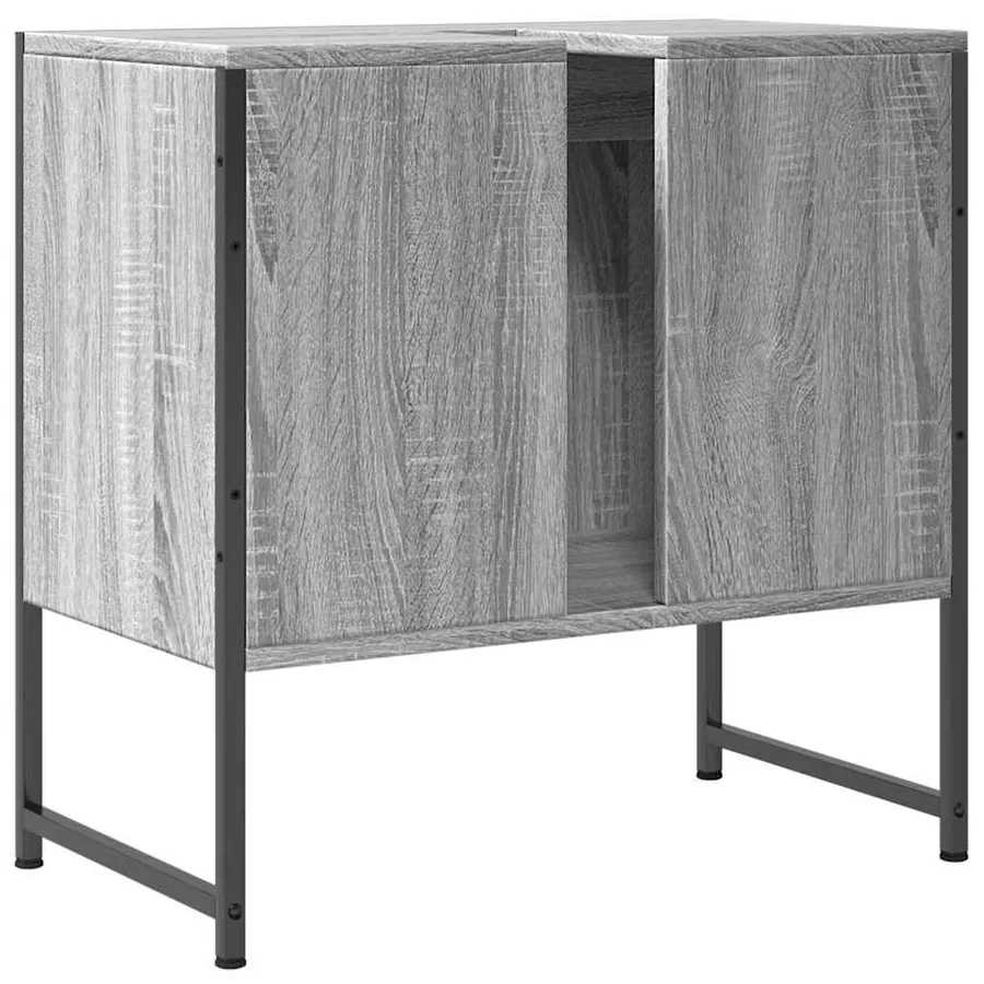 Armoire lavabo de salle de bain sonoma gris 60x33x60 cm - 6