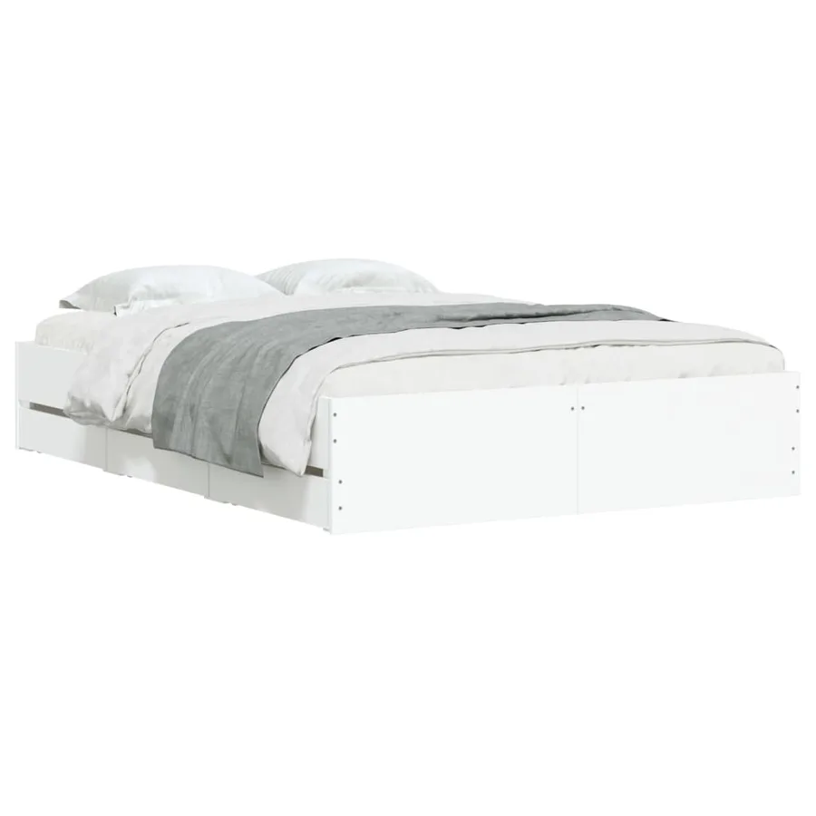 Cadre de lit avec tiroirs sans matelas blanc 120x190 cm - 3