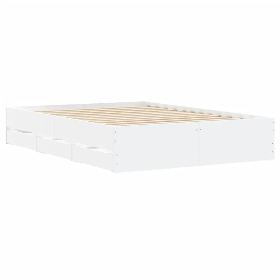Cadre de lit avec tiroirs sans matelas blanc 120x190 cm - 4