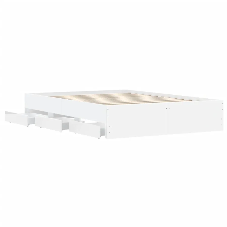 Cadre de lit avec tiroirs sans matelas blanc 120x190 cm - 5