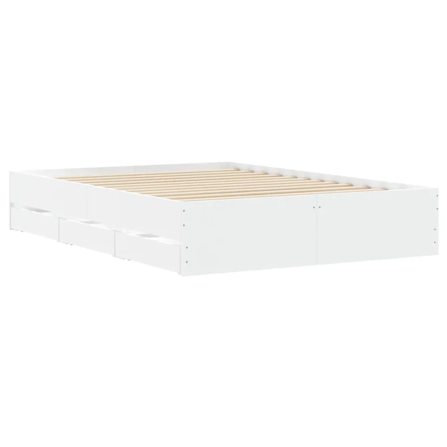 Cadre de lit avec tiroirs sans matelas blanc 120x190 cm - 8