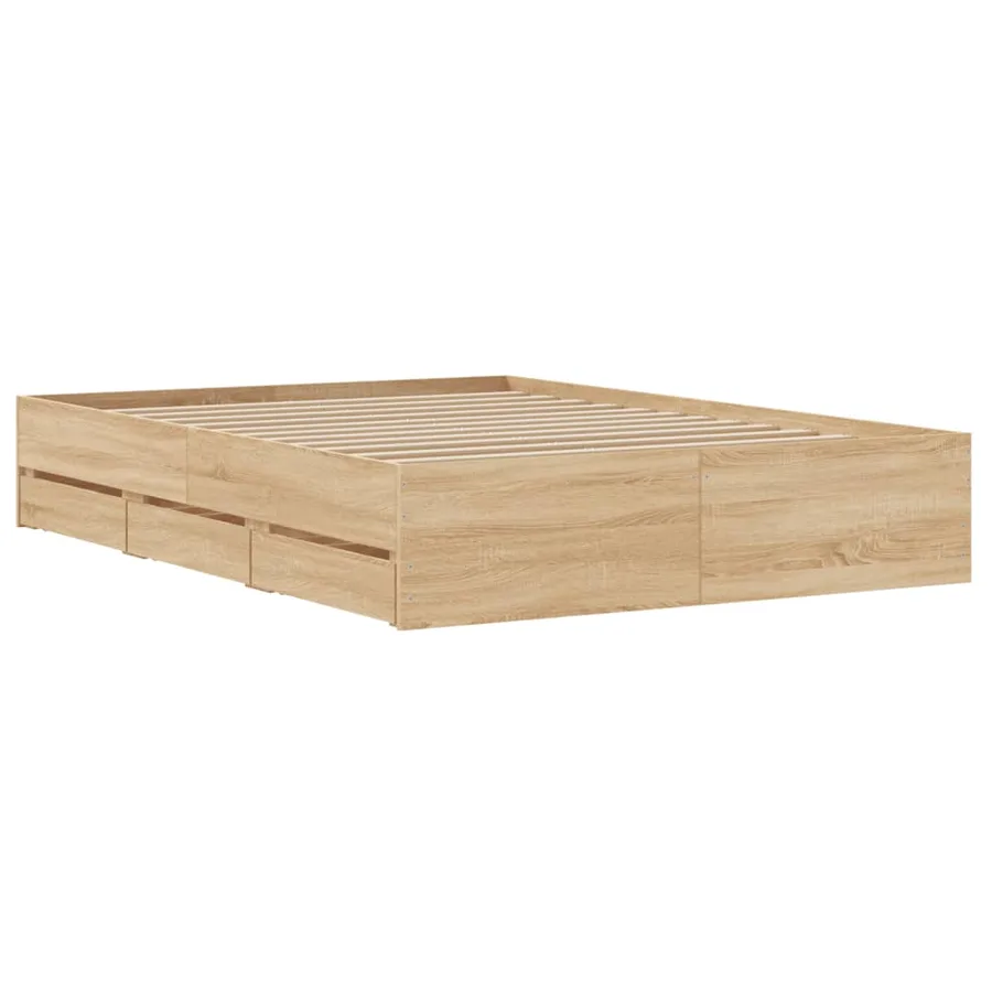 Cadre de lit avec tiroirs sans matelas chêne sonoma 120x190 cm - 8