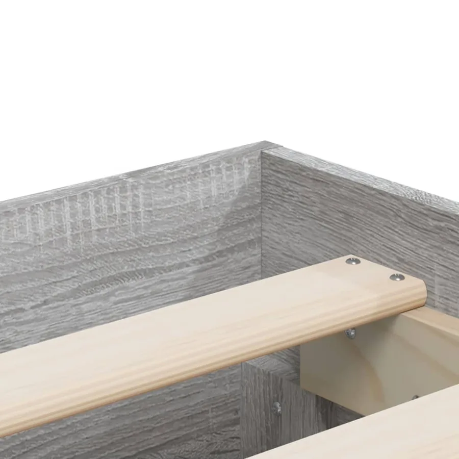 Cadre de lit avec tiroirs sans matelas sonoma gris 200x200 cm - 8