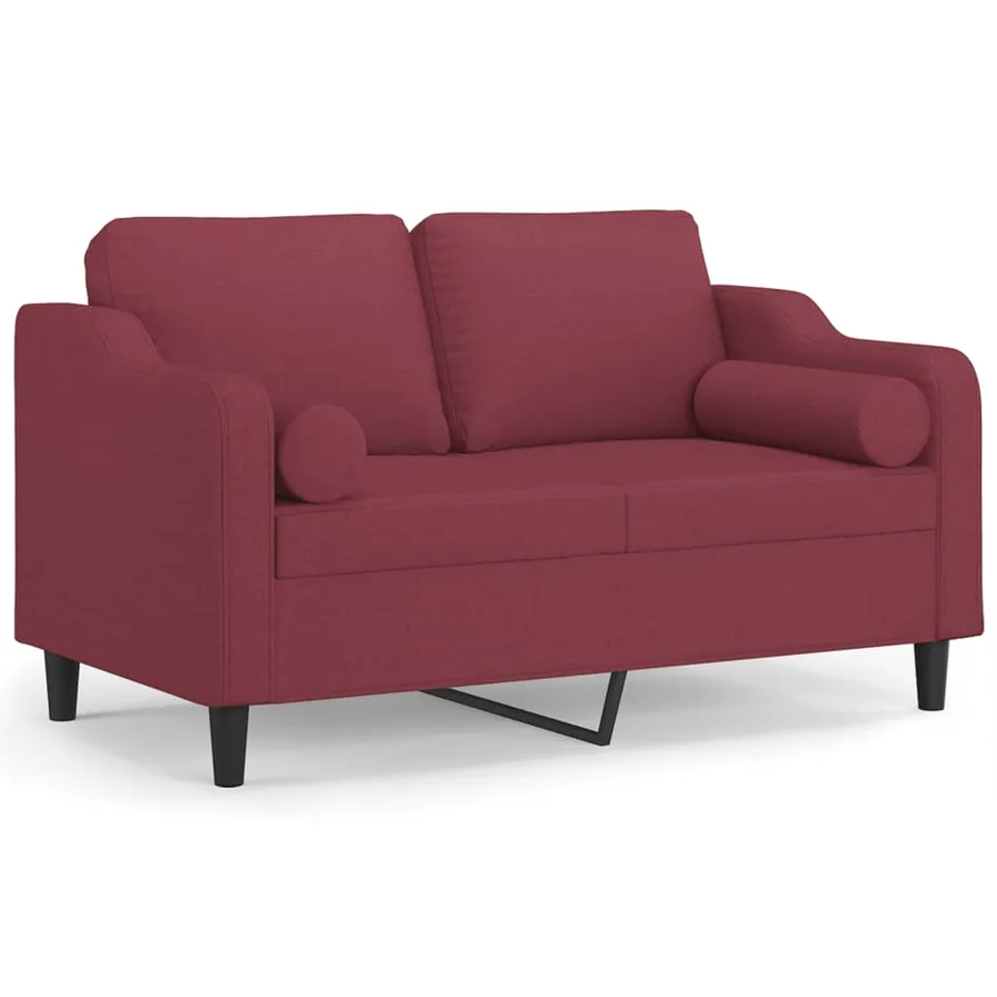 Canapé 2 places avec oreillers bordeaux 120 cm tissu - 2