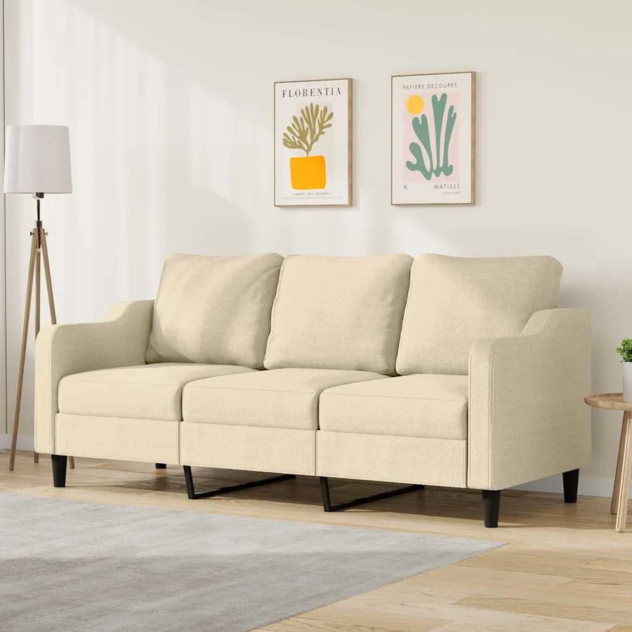 Canapé à 3 places Crème 180 cm Tissu