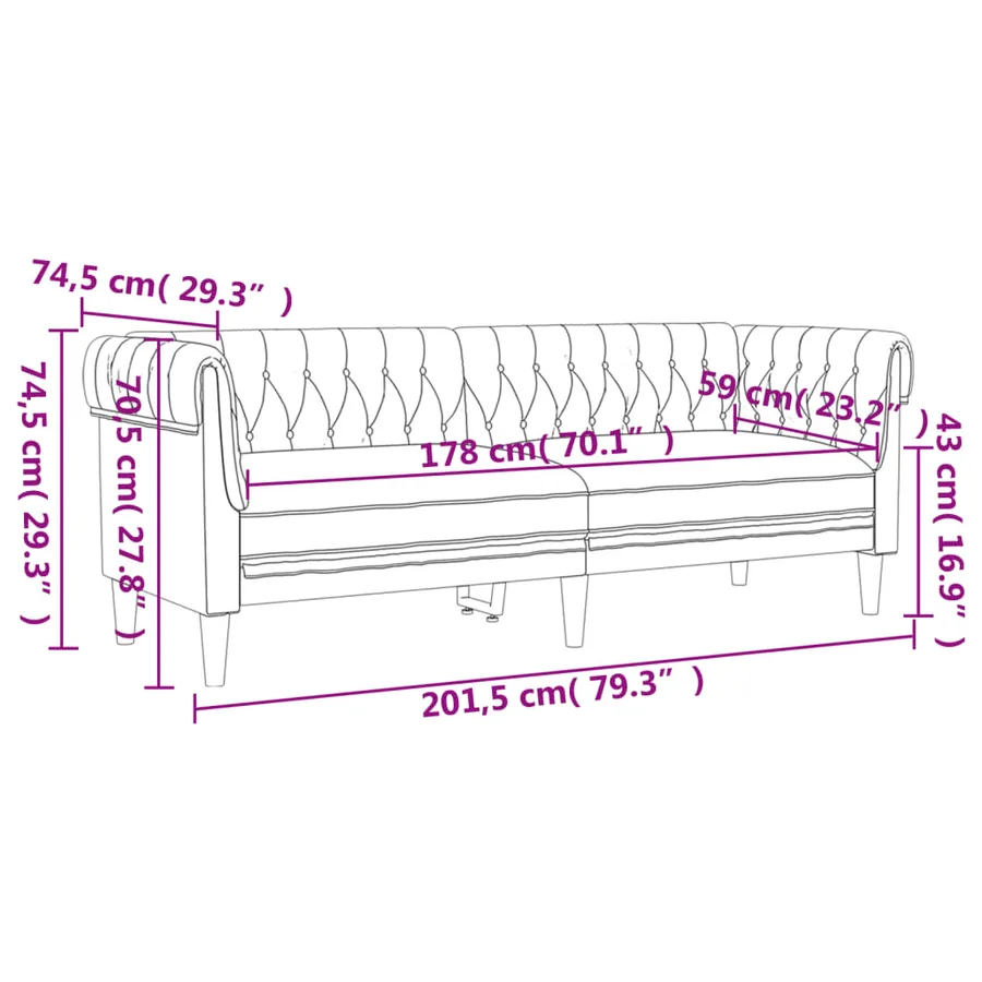 Ensemble de canapés 3 pcs crème tissu - 9