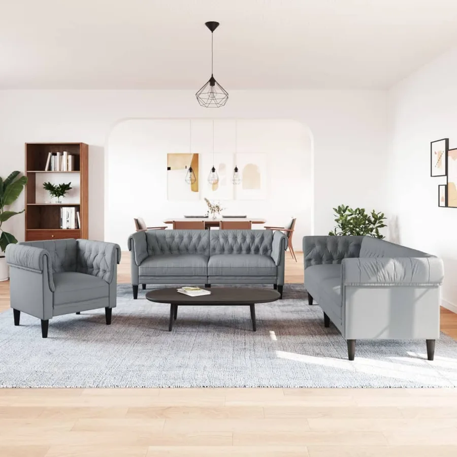 Ensemble de canapés 3 pcs gris clair tissu - 3