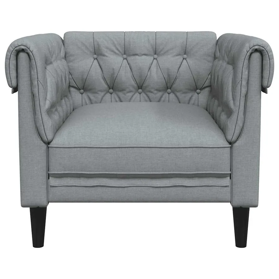 Fauteuil Chesterfield gris clair tissu - 4