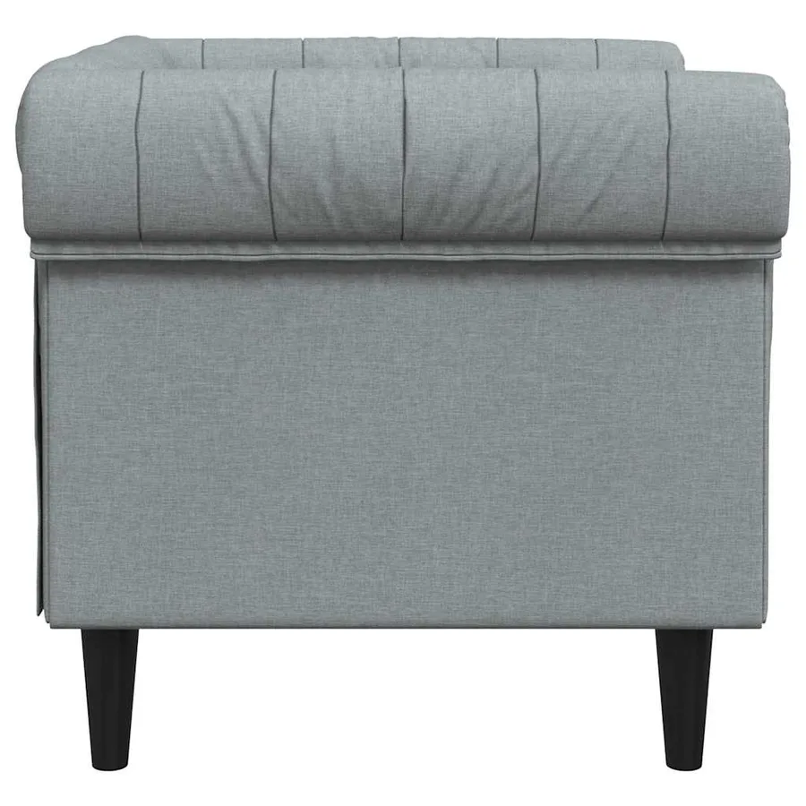 Fauteuil Chesterfield gris clair tissu - 5