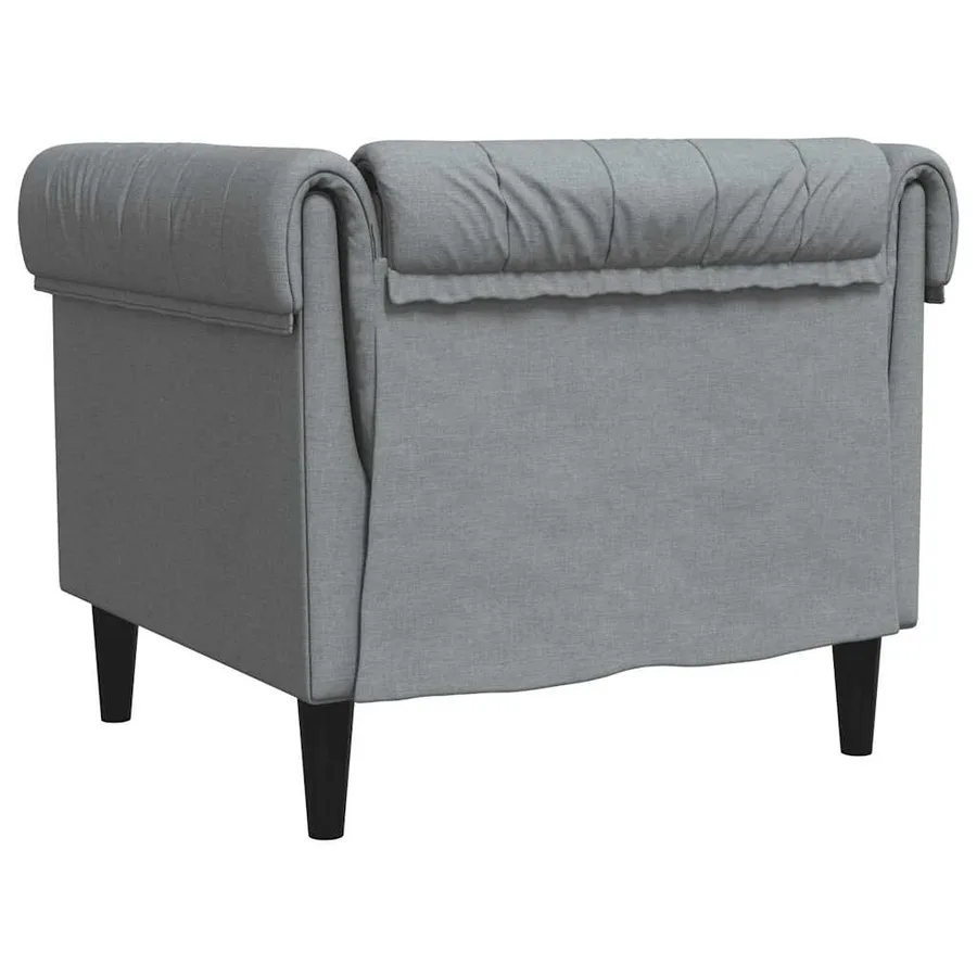 Fauteuil Chesterfield gris clair tissu - 6