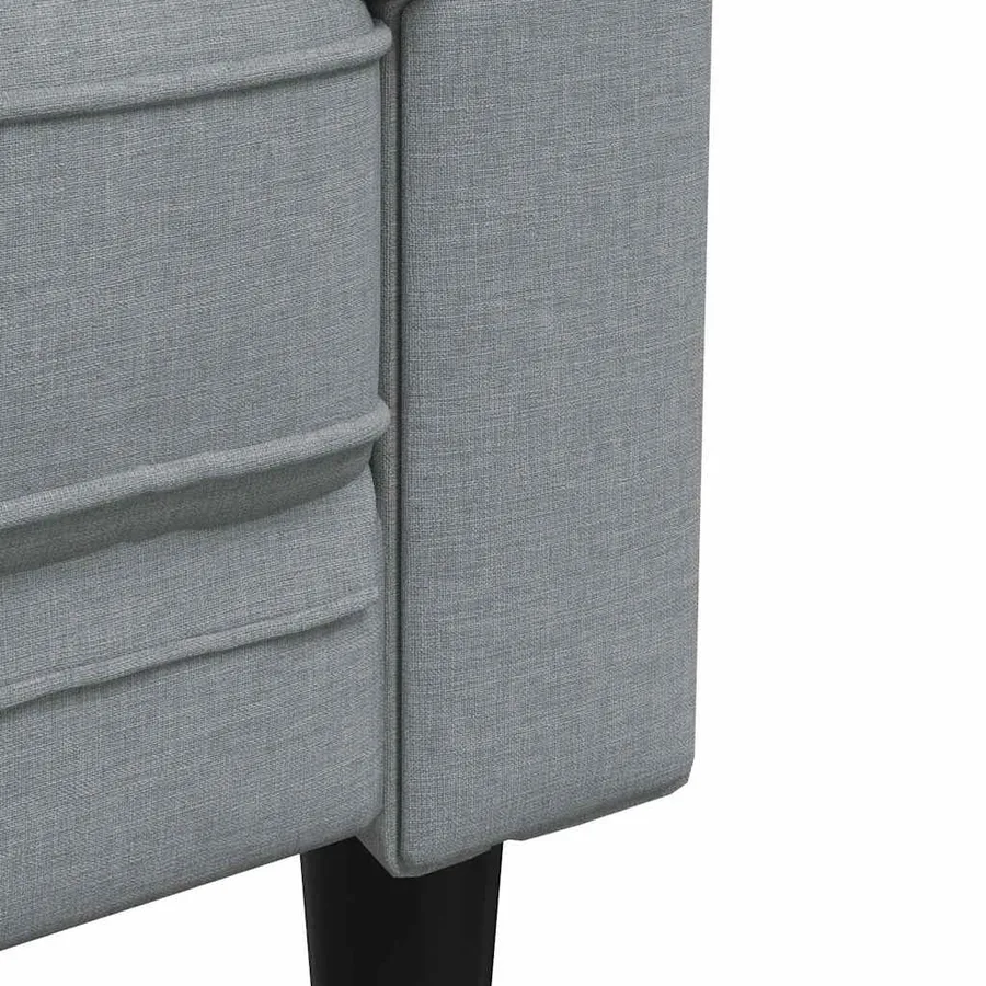 Fauteuil Chesterfield gris clair tissu - 7