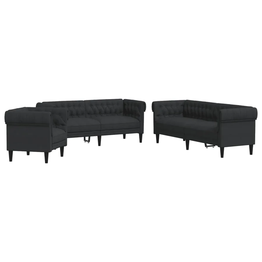 Ensemble de canapés 3 pcs noir tissu - 2