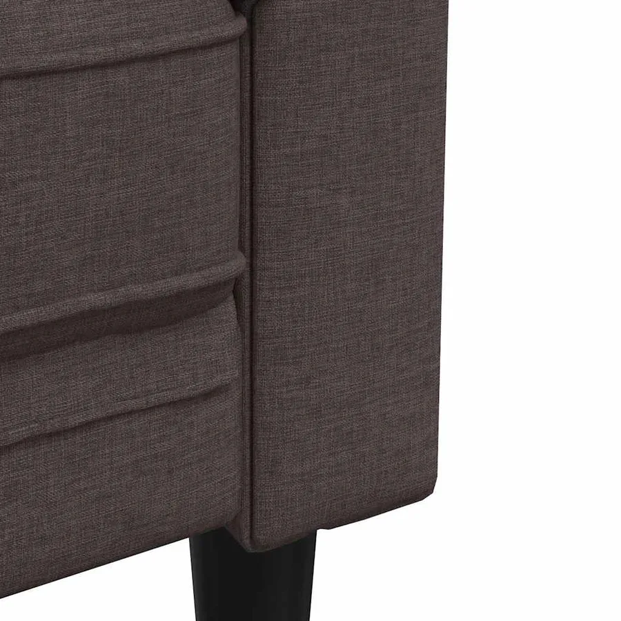 Canapé Chesterfield 3 places marron foncé tissu - 7
