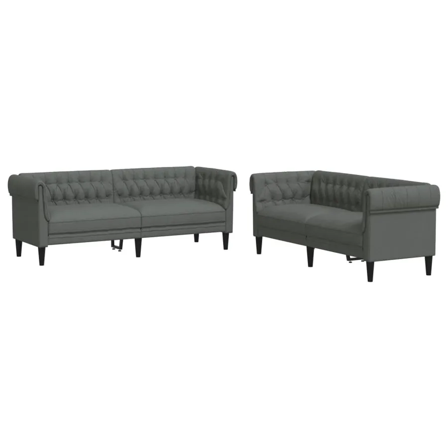 Ensemble de canapés 2 pcs gris foncé tissu - 2