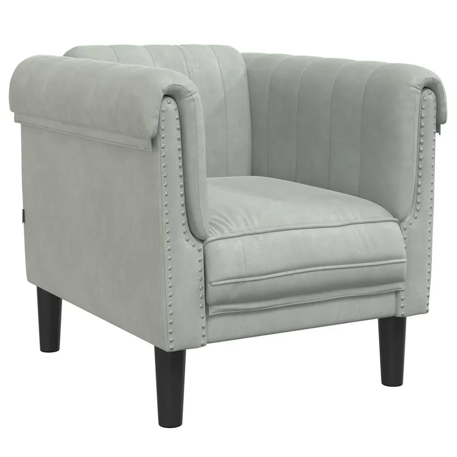 Fauteuil gris clair Velours - 2