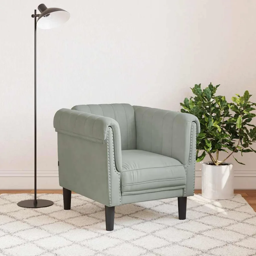 Fauteuil gris clair Velours - 3