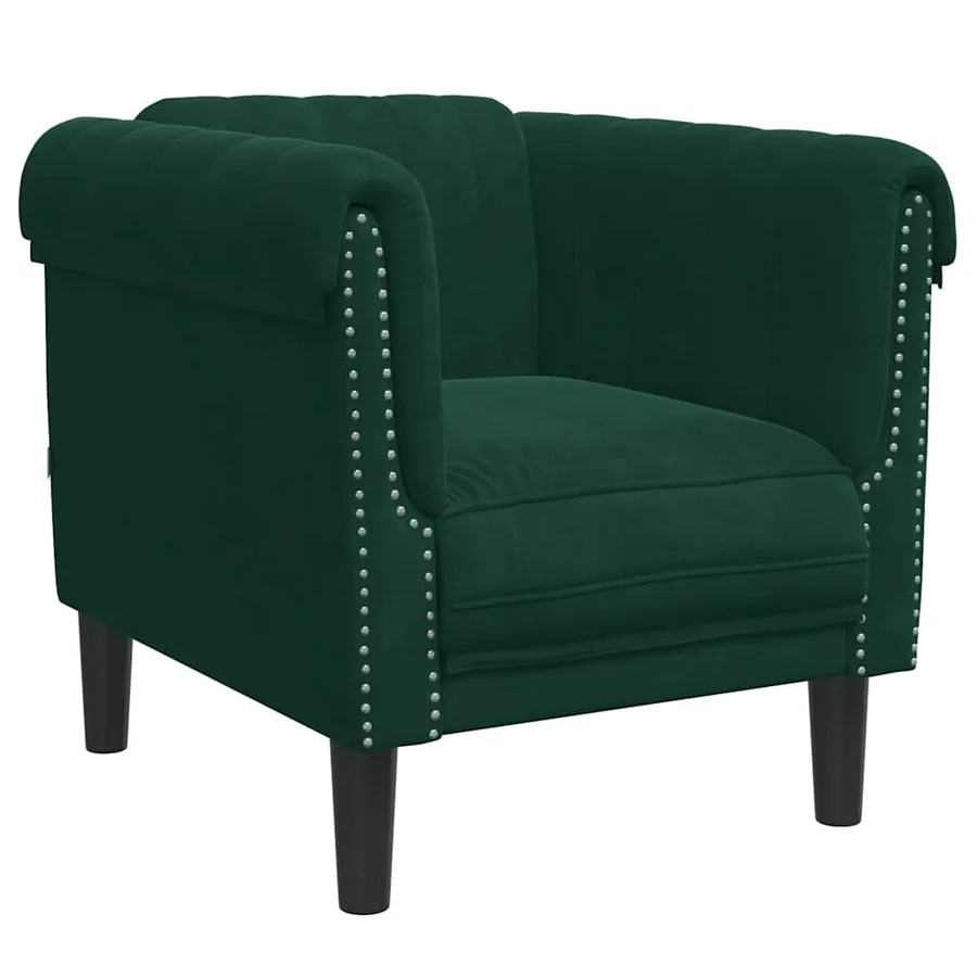 Fauteuil vert foncé velours - 2