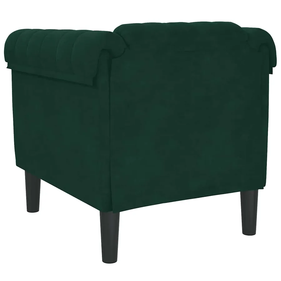 Fauteuil vert foncé velours - 6