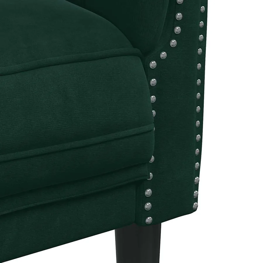 Fauteuil vert foncé velours - 7