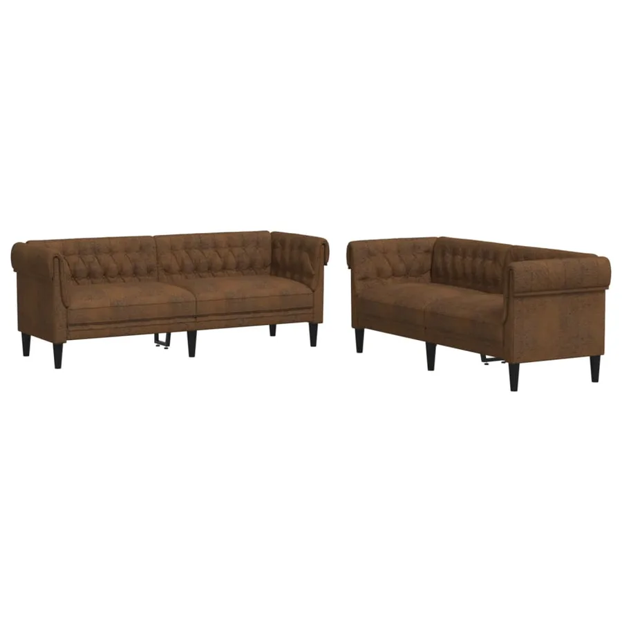 Ensemble de canapés 2 pcs marron tissu - 2