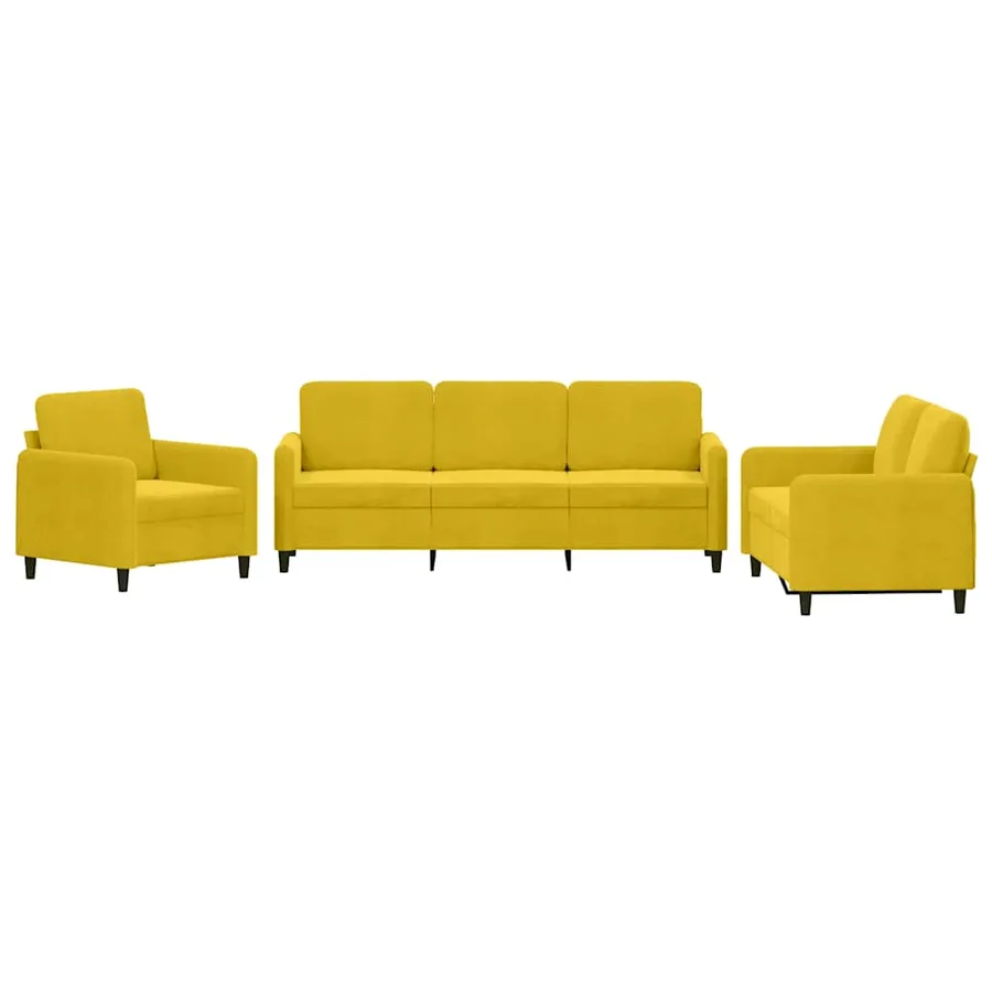 Ensemble de canapés 3 pcs jaune velours - 2