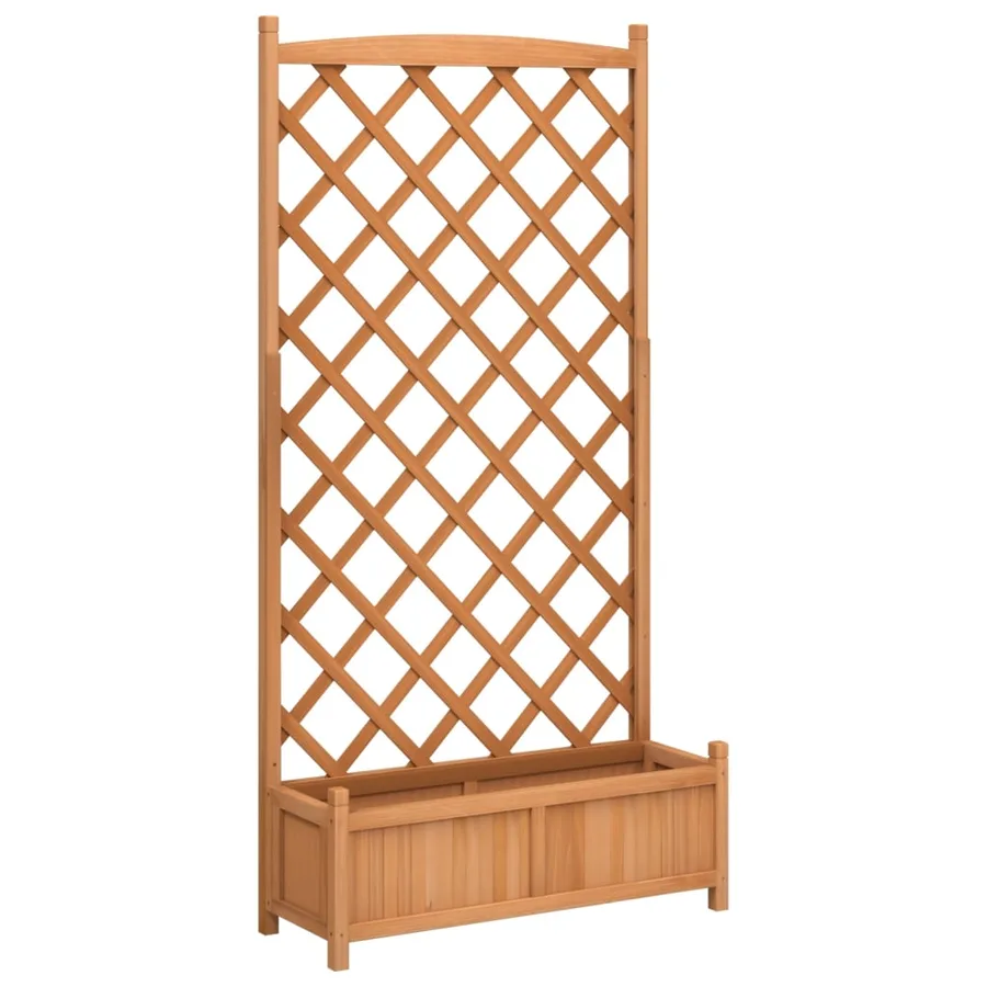 Jardinière avec treillis marron bois massif de sapin - 2