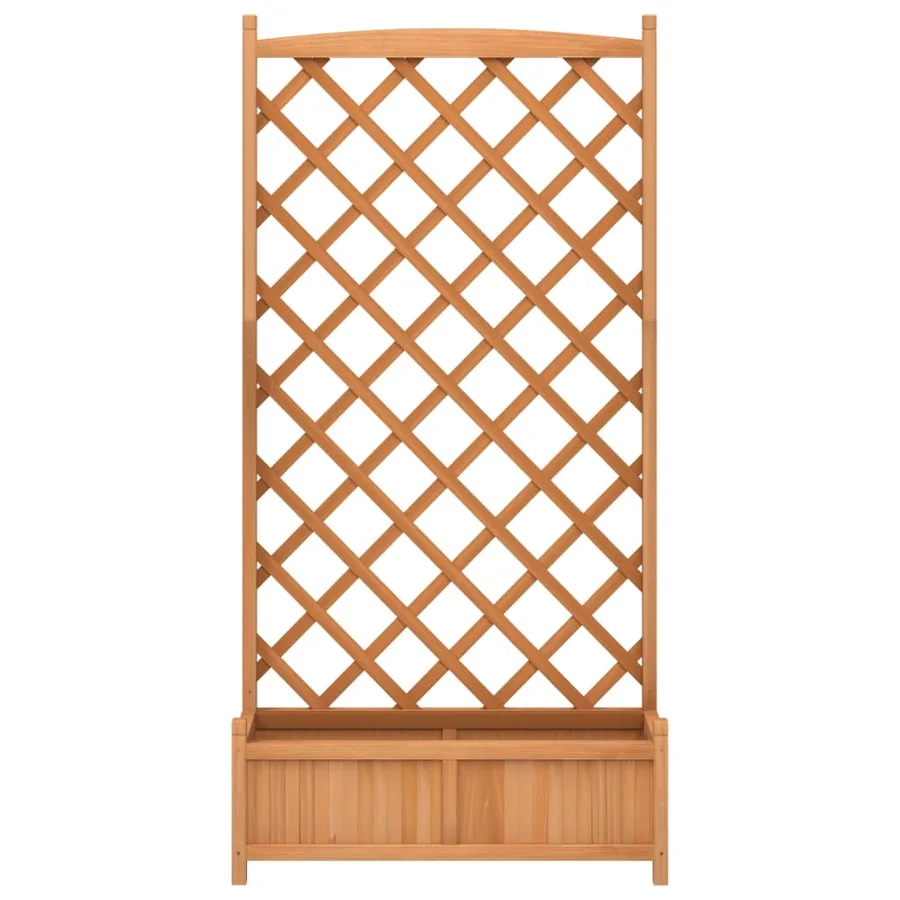 Jardinière avec treillis marron bois massif de sapin - 4